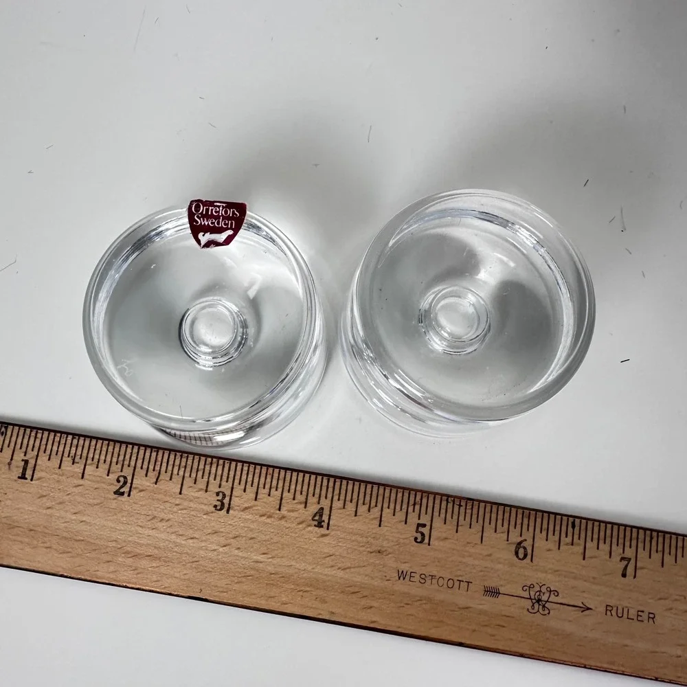 Orrefors Sweden Crystal Taper Candle Holders Set of 2 